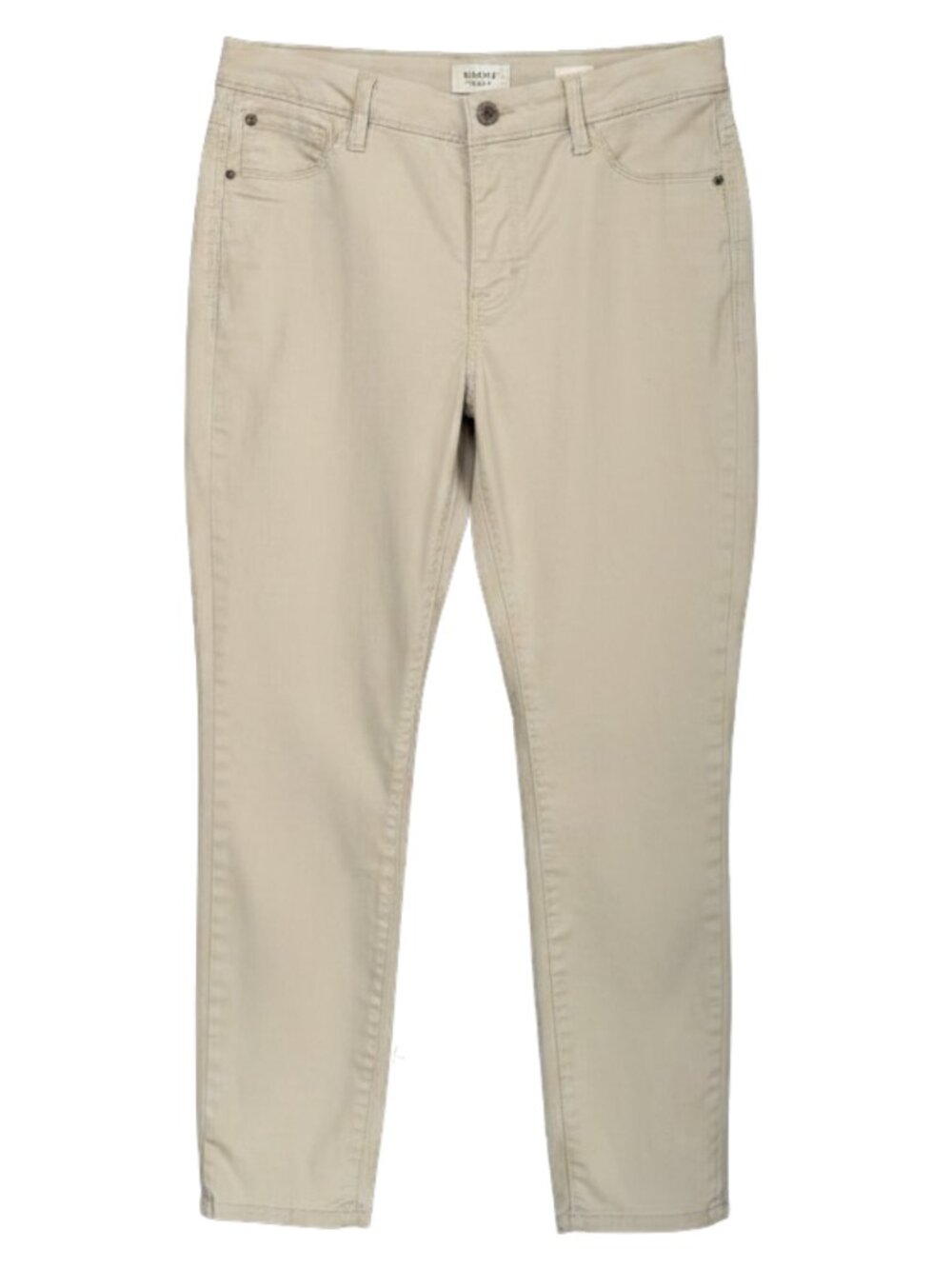 Curve Appeal Beige Cream Straight Leg Pants Size 10/30 Stretch Mid Rise Ankle